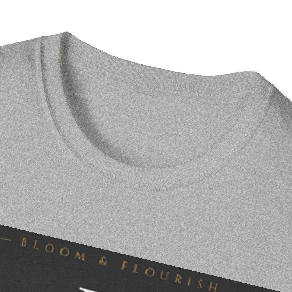 In Bloom T-Shirt — Botanical Graphic Tee with Green Lettering