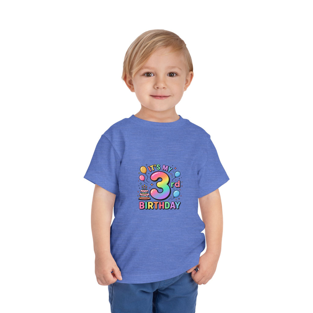 3rd Birthday Toddler Tee — "It's My 3rd Birthday" Colorful Party Shirt