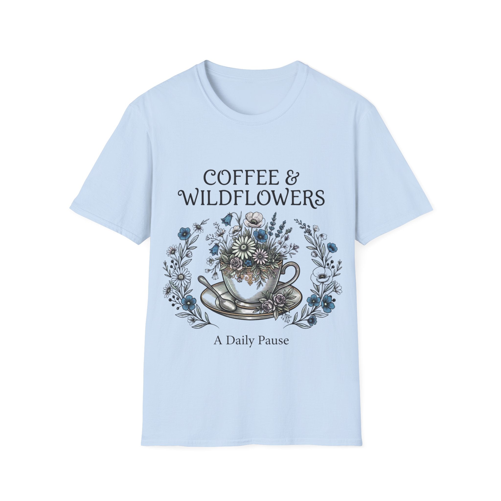 Coffee & Wildflowers T-Shirt – Aesthetic Floral Coffee Lover Shirt