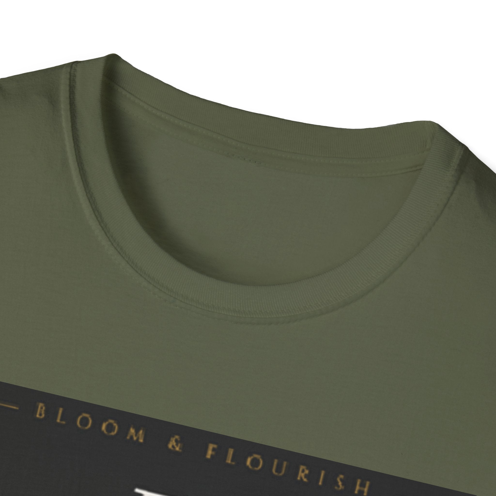 In Bloom T-Shirt — Botanical Graphic Tee with Green Lettering