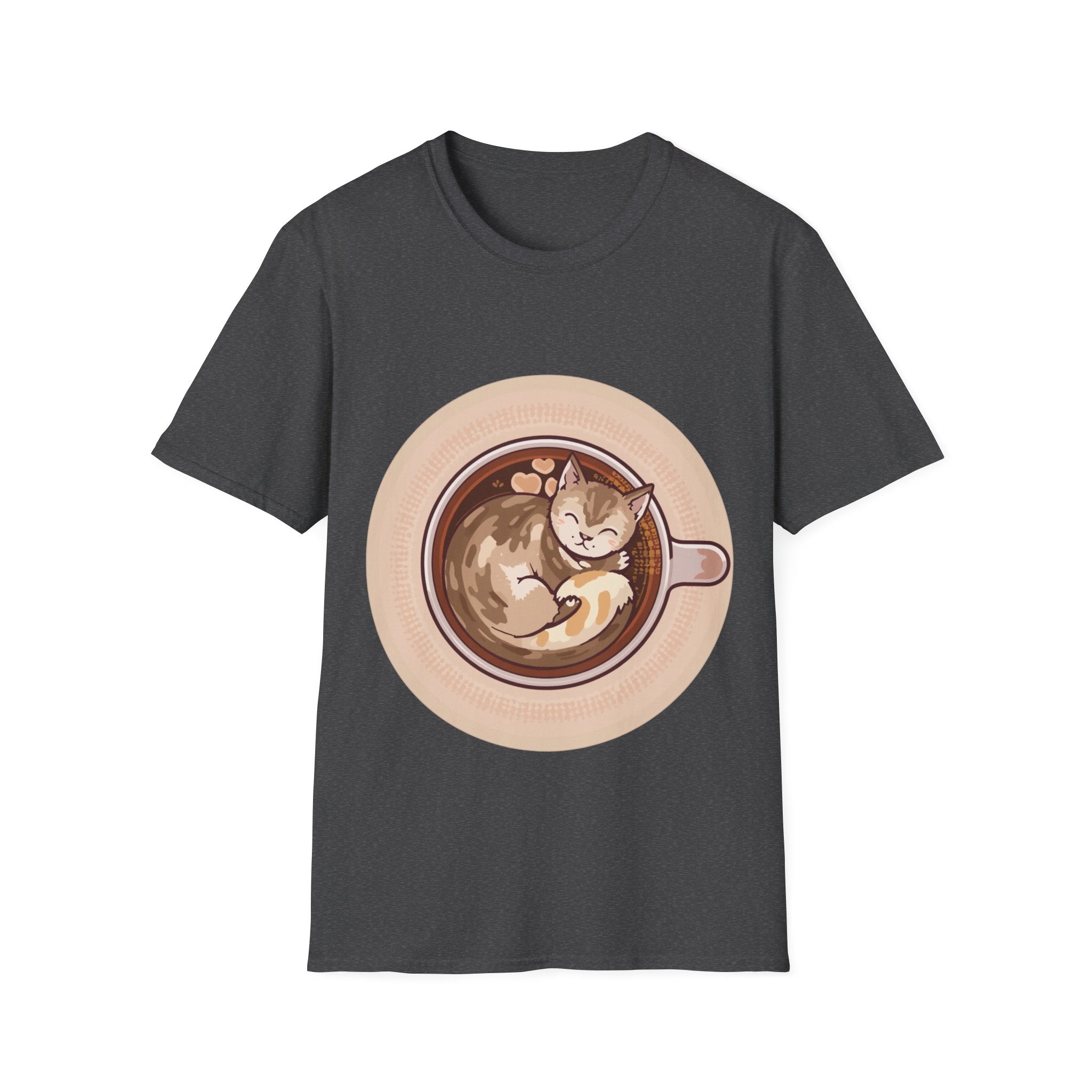 Cat in Coffee Cup T-Shirt — Cute Latte Cat Tee for Cat Lovers & Coffee Fans