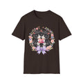 Cat Kittens Floral Wreath T-Shirt — Cute Twins with Gift & Bow