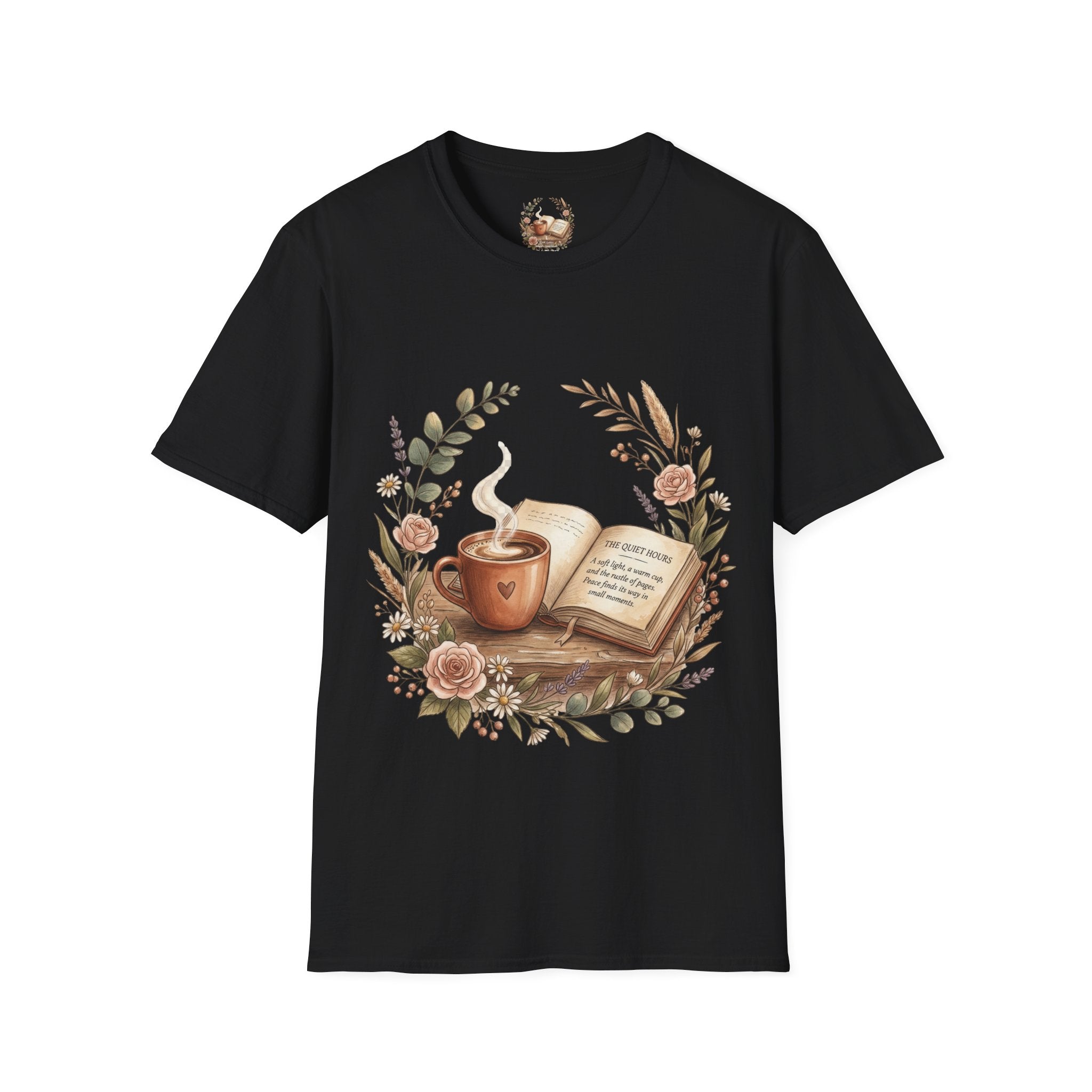 Coffee & Books Aesthetic T-Shirt – Vintage Floral Reading Lover Gift