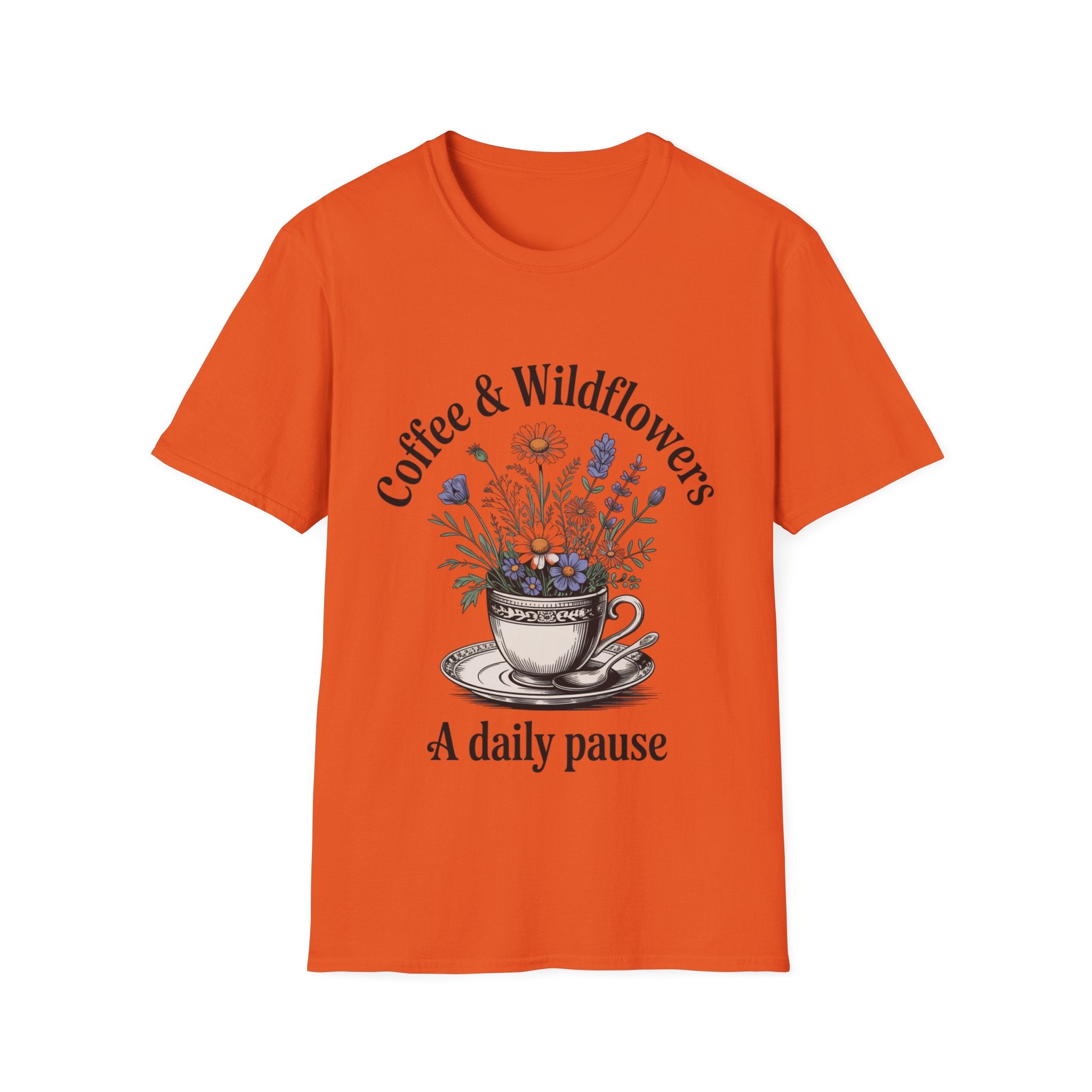 Cute Coffee Lover Floral T-Shirt – Coffee & Wildflowers Design