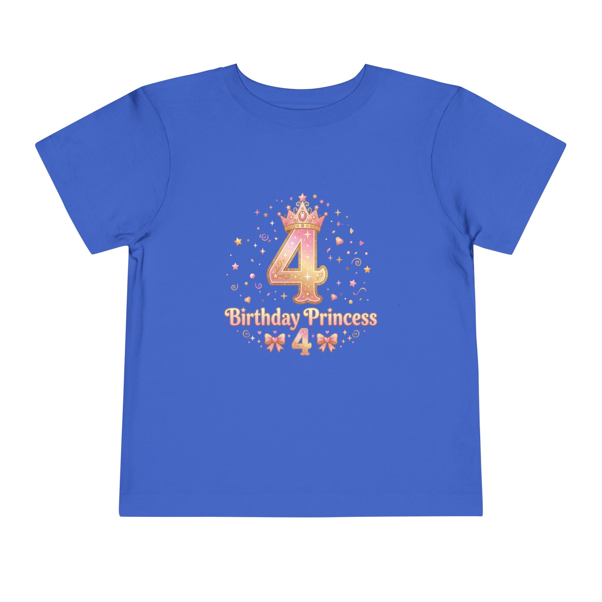 Cute Girl's T-Shirt - 4th Birthday Pink Princess Gold Crown i-Blend T-Shirt