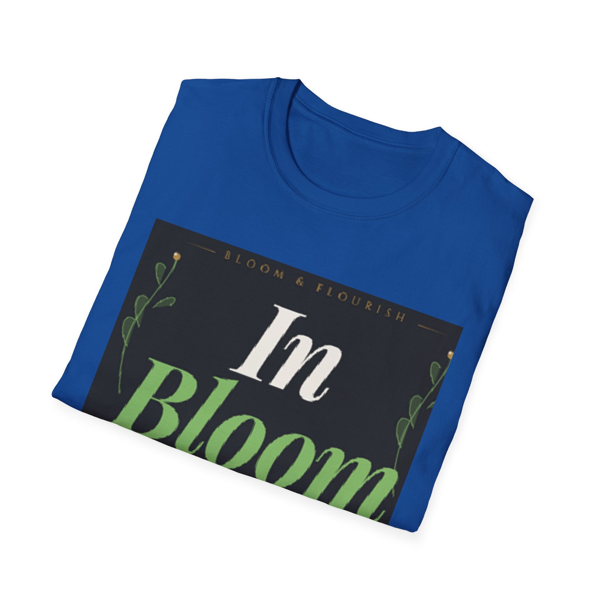 In Bloom T-Shirt — Botanical Graphic Tee with Green Lettering