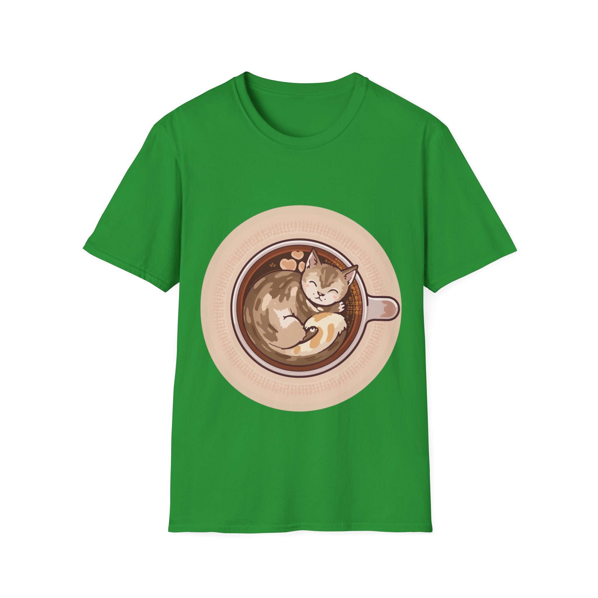 Cat in Coffee Cup T-Shirt — Cute Latte Cat Tee for Cat Lovers & Coffee Fans