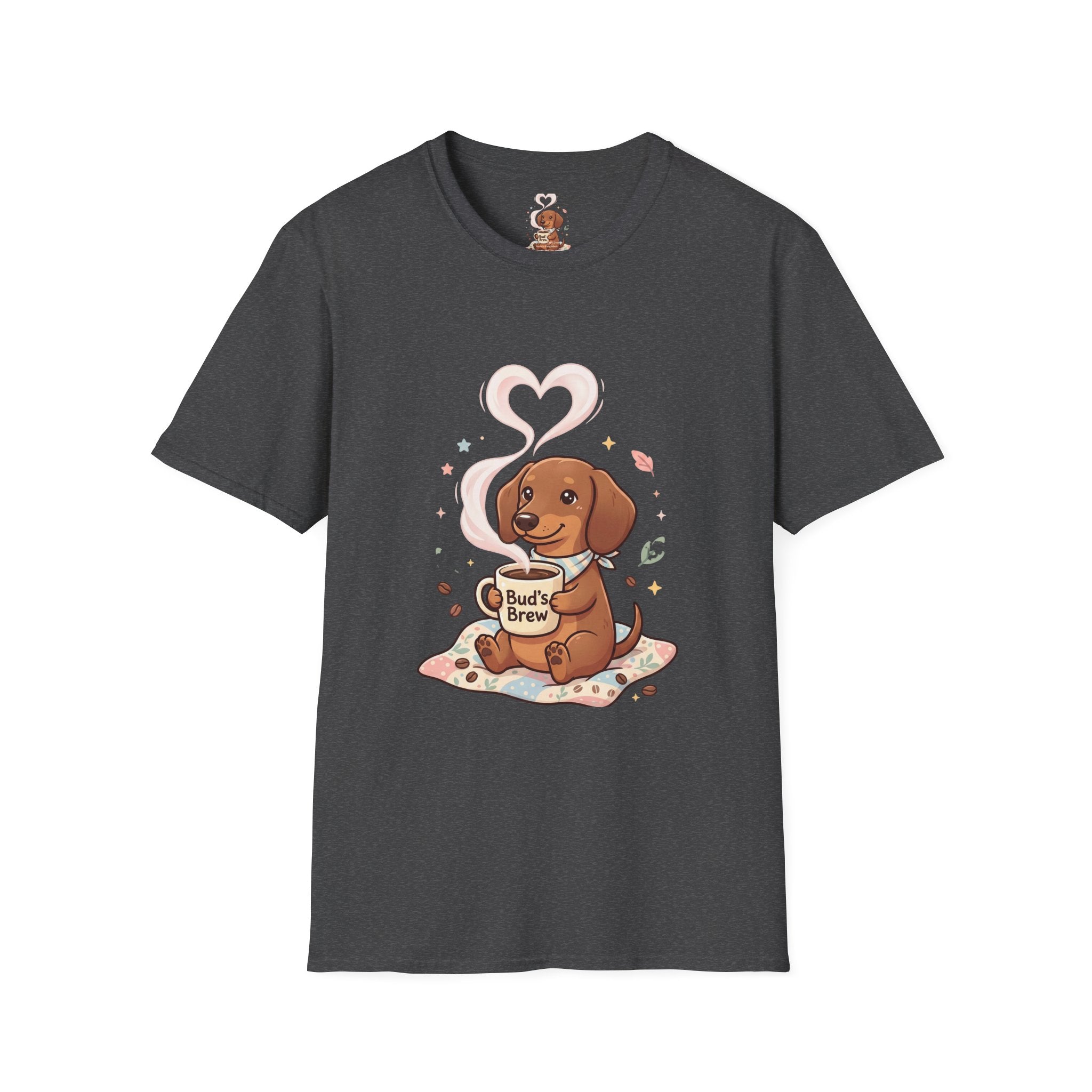 )  Cute Dachshund Coffee Lover T-Shirt – Bud’s Brew Puppy Shirt | Funny Dog Lover Gift | Coffee Lover Graphic Tee