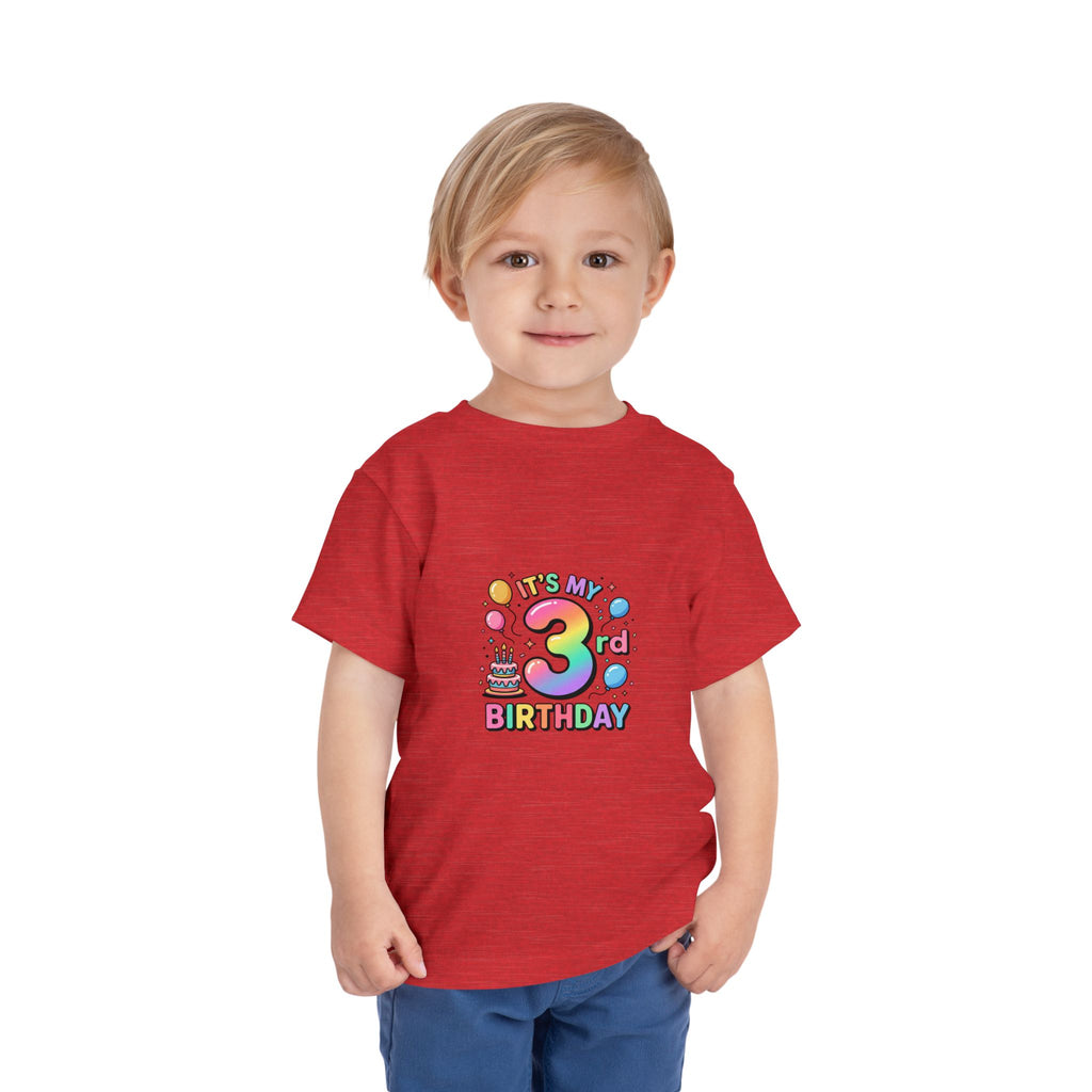 3rd Birthday Toddler Tee — "It's My 3rd Birthday" Colorful Party Shirt