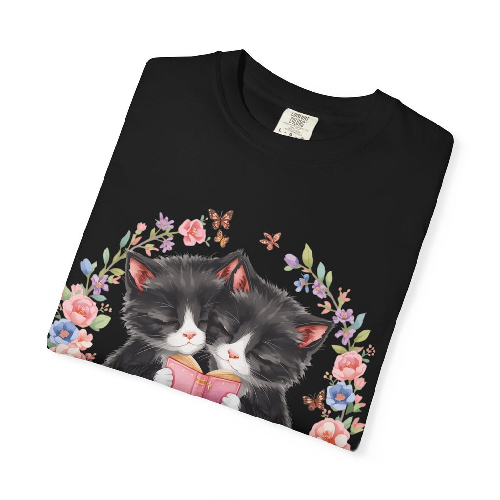 T-Shirt — Cute Kittens Holding Gift Floral Wreath Tee
