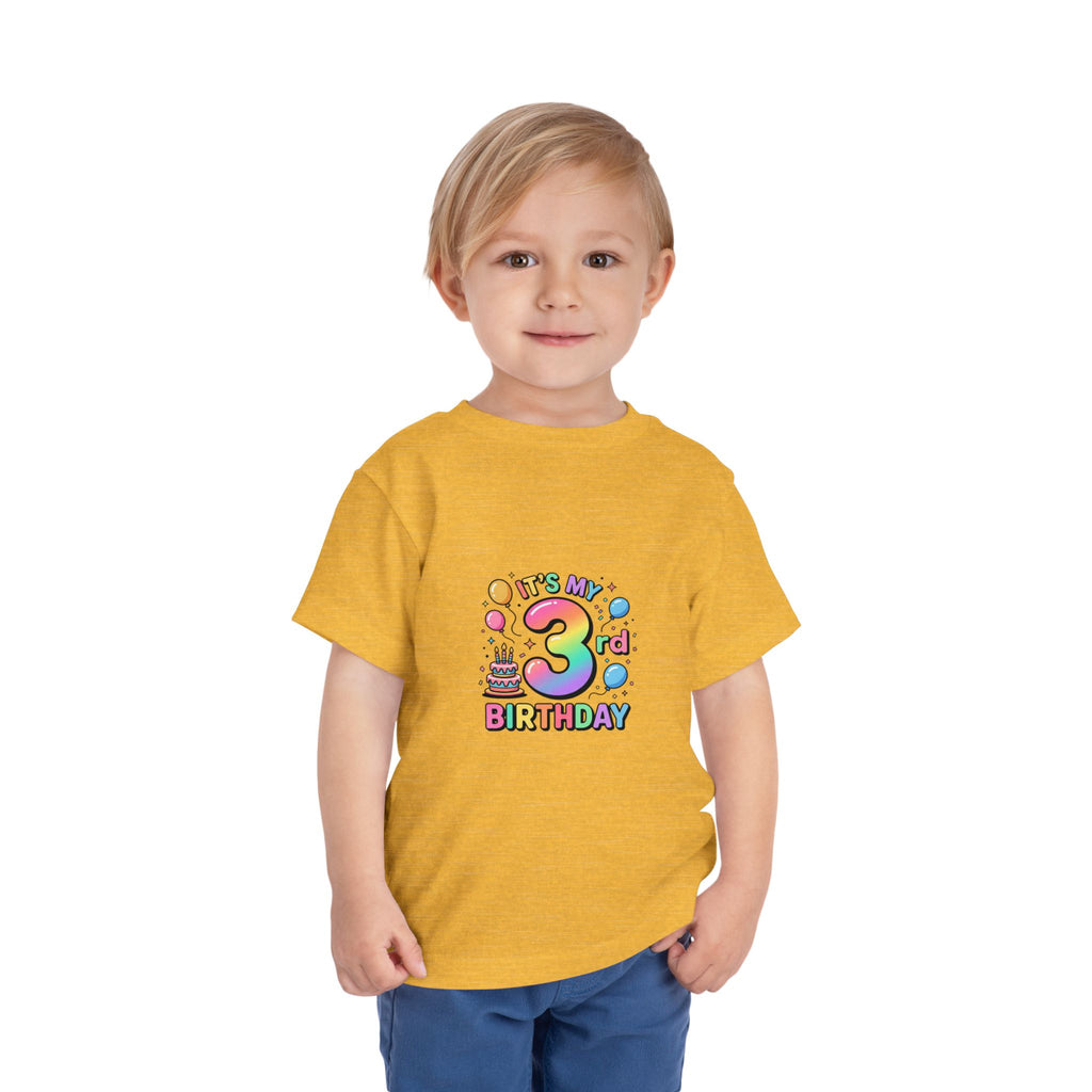 3rd Birthday Toddler Tee — "It's My 3rd Birthday" Colorful Party Shirt