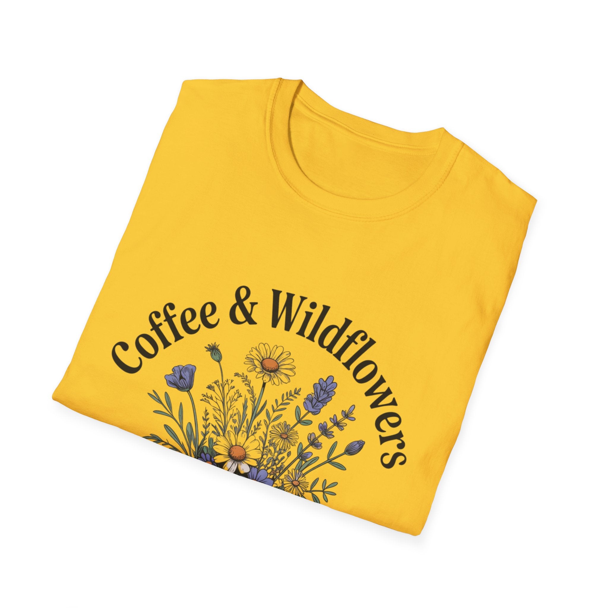 Cute Coffee Lover Floral T-Shirt – Coffee & Wildflowers Design