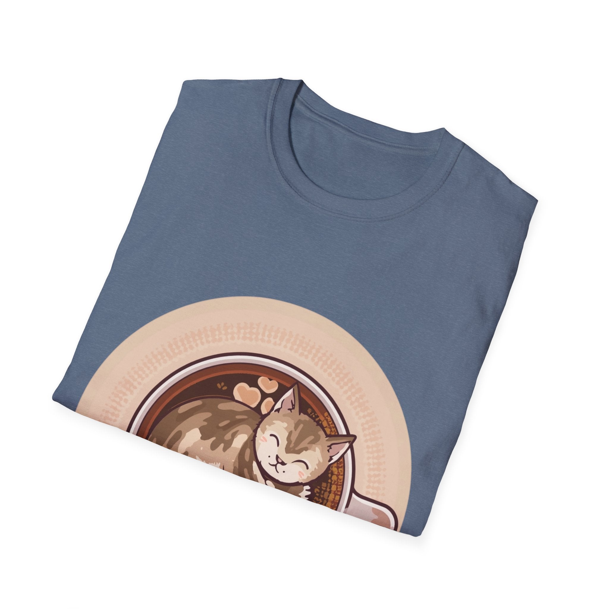 Cat in Coffee Cup T-Shirt — Cute Latte Cat Tee for Cat Lovers & Coffee Fans
