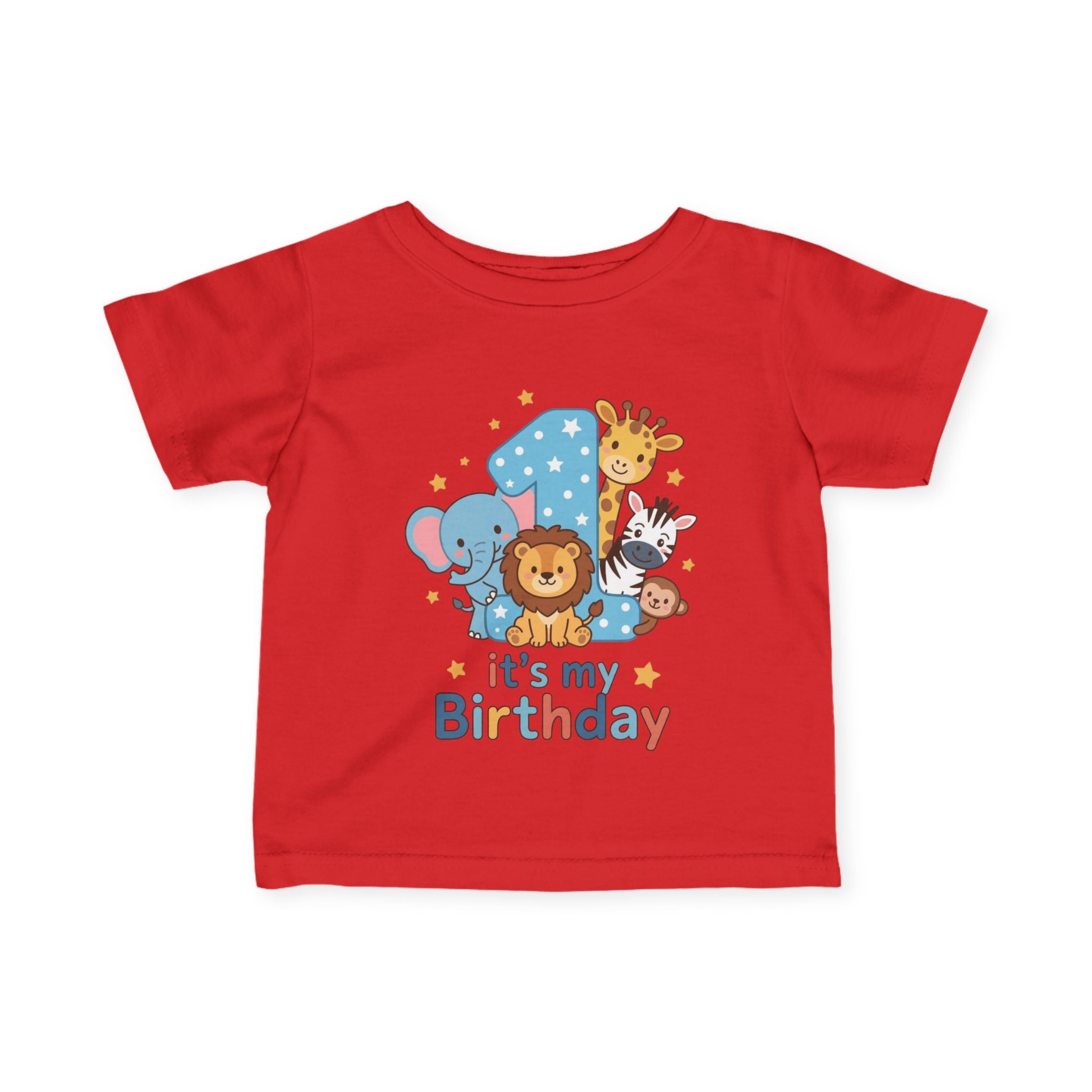 1st Birthday Infant Tee - Cute Safari Animals "It's My Birthday"
