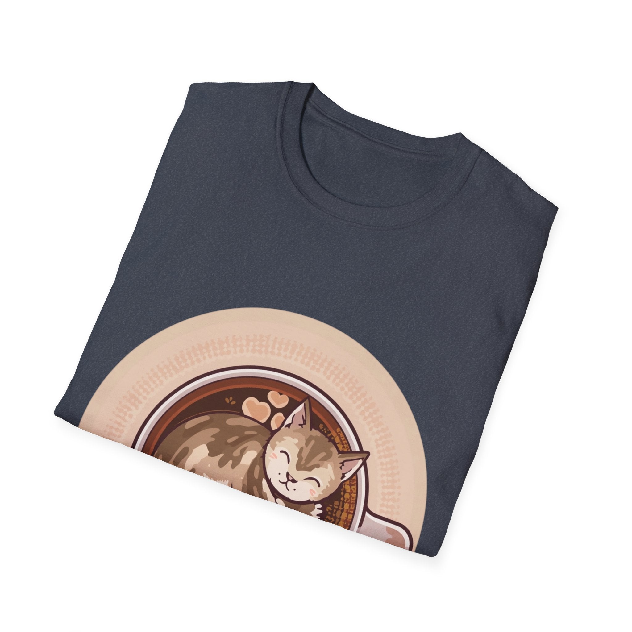 Cat in Coffee Cup T-Shirt — Cute Latte Cat Tee for Cat Lovers & Coffee Fans
