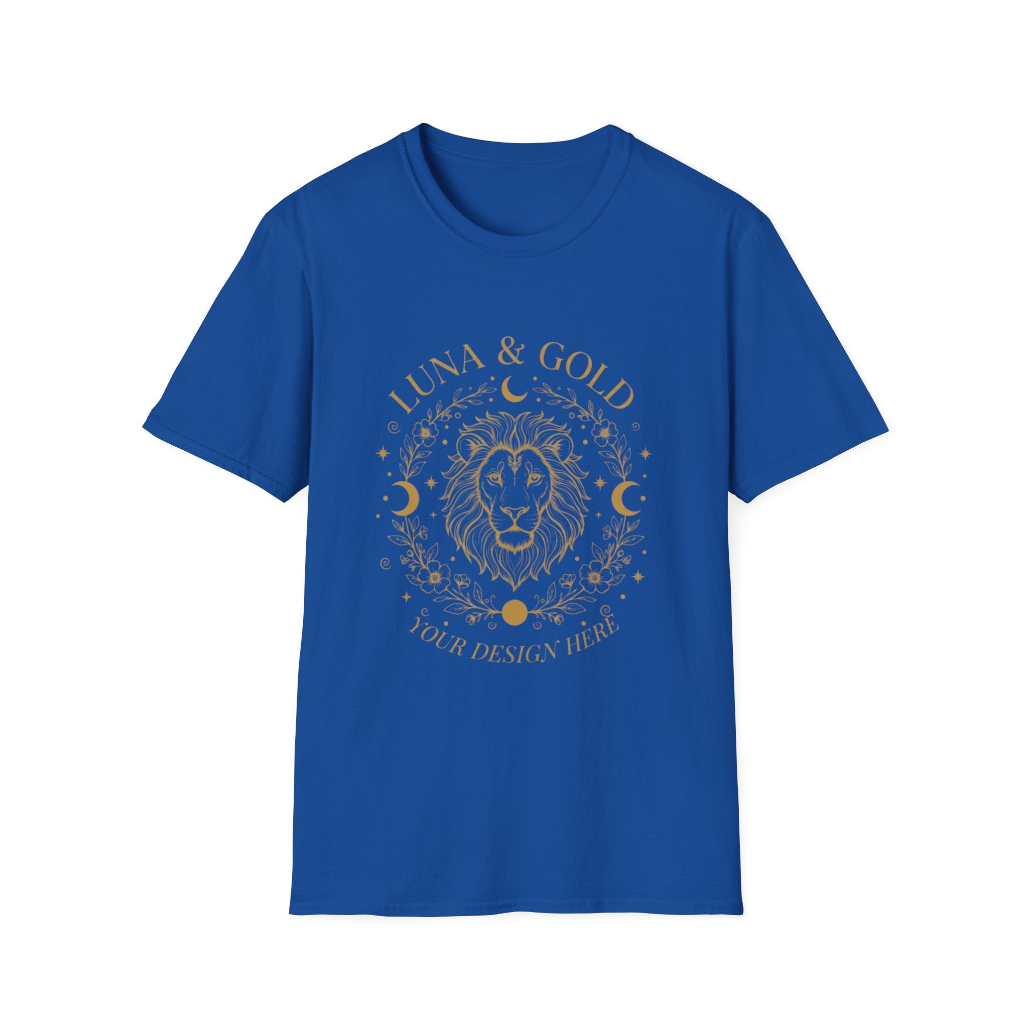 Luna & Gold Lion Moon T-Shirt — Celestial Zodiac Leo Graphic Tee