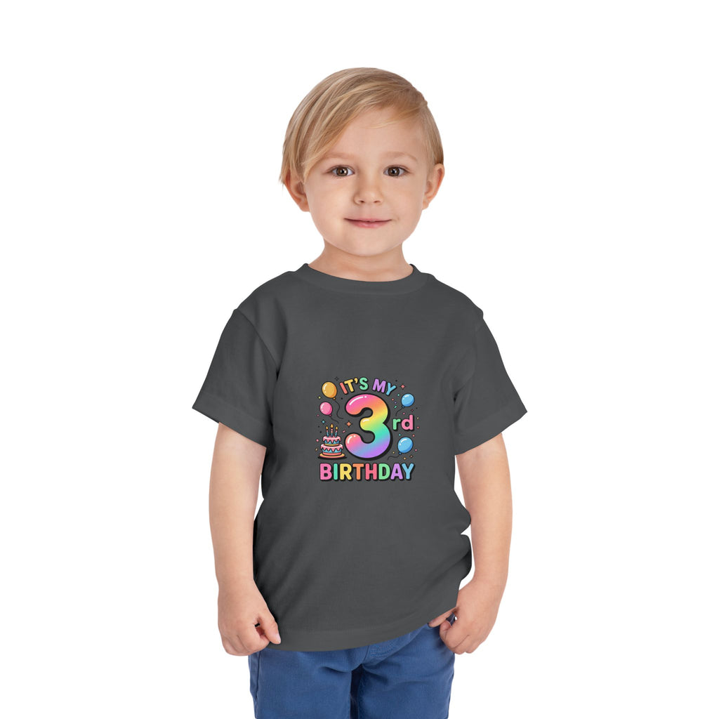 3rd Birthday Toddler Tee — "It's My 3rd Birthday" Colorful Party Shirt