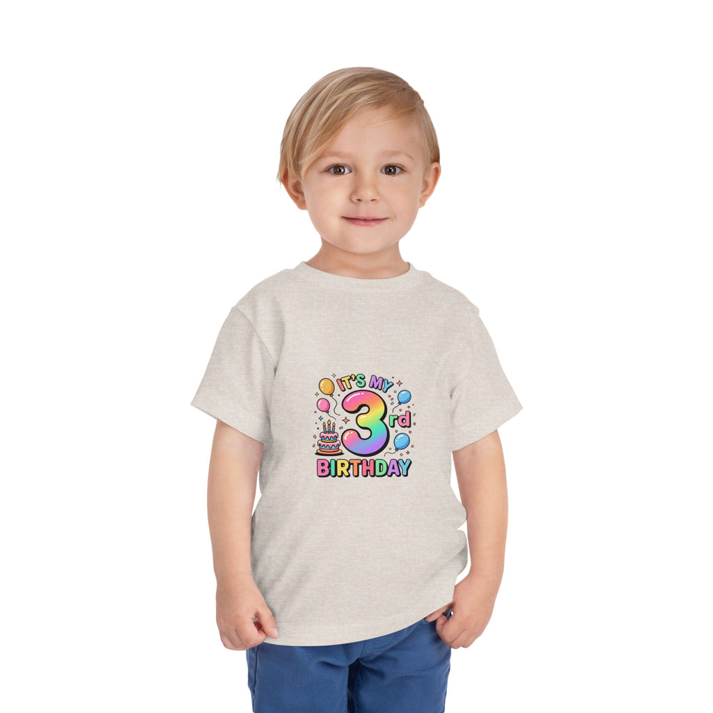 3rd Birthday Toddler Tee — "It's My 3rd Birthday" Colorful Party Shirt