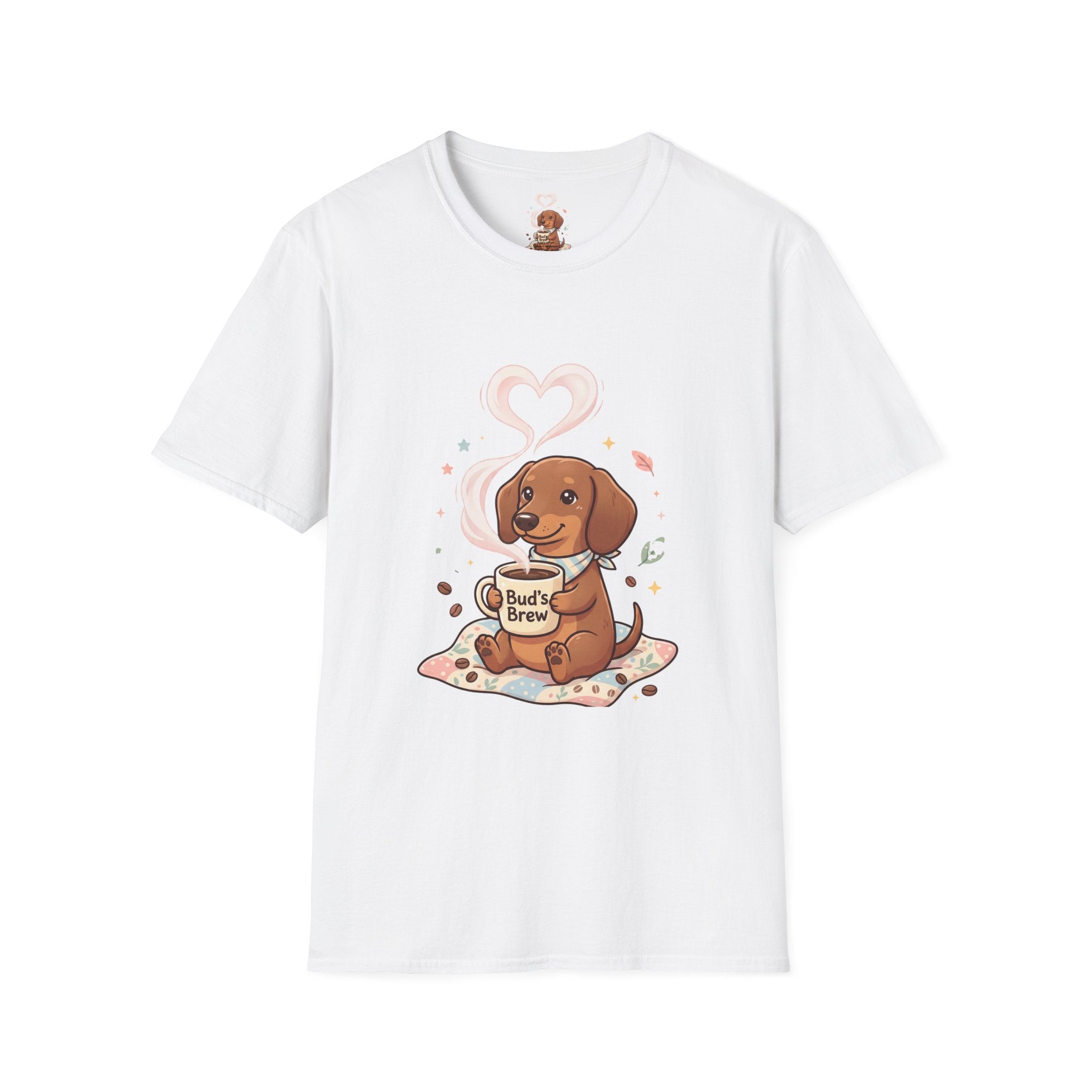 )  Cute Dachshund Coffee Lover T-Shirt – Bud’s Brew Puppy Shirt | Funny Dog Lover Gift | Coffee Lover Graphic Tee
