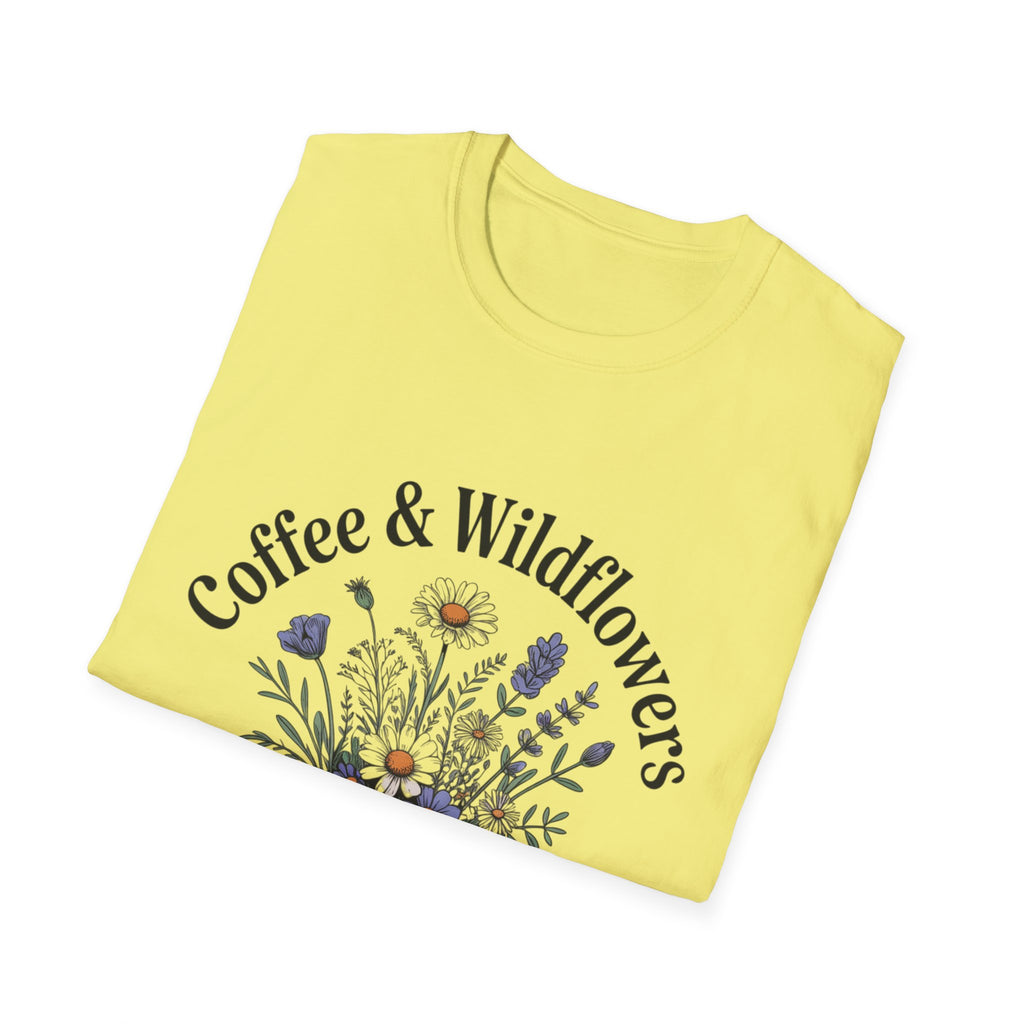 Cute Coffee Lover Floral T-Shirt – Coffee & Wildflowers Design
