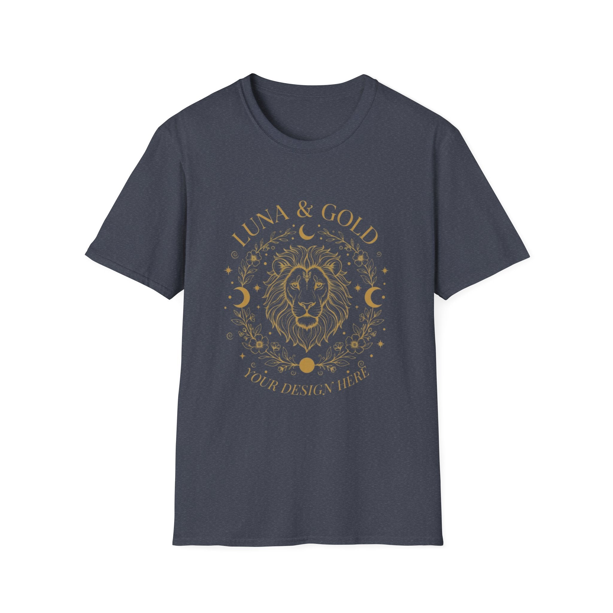 Luna & Gold Lion Moon T-Shirt — Celestial Zodiac Leo Graphic Tee
