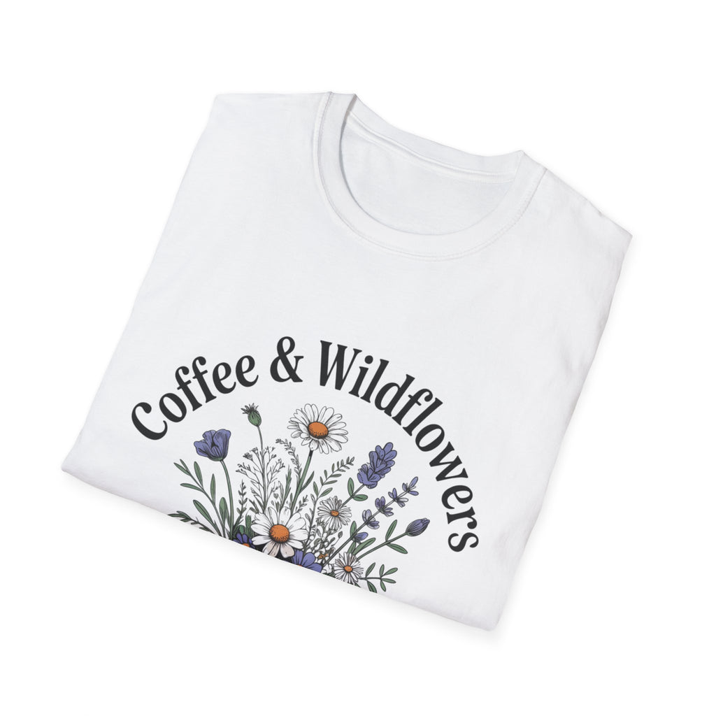 Cute Coffee Lover Floral T-Shirt – Coffee & Wildflowers Design