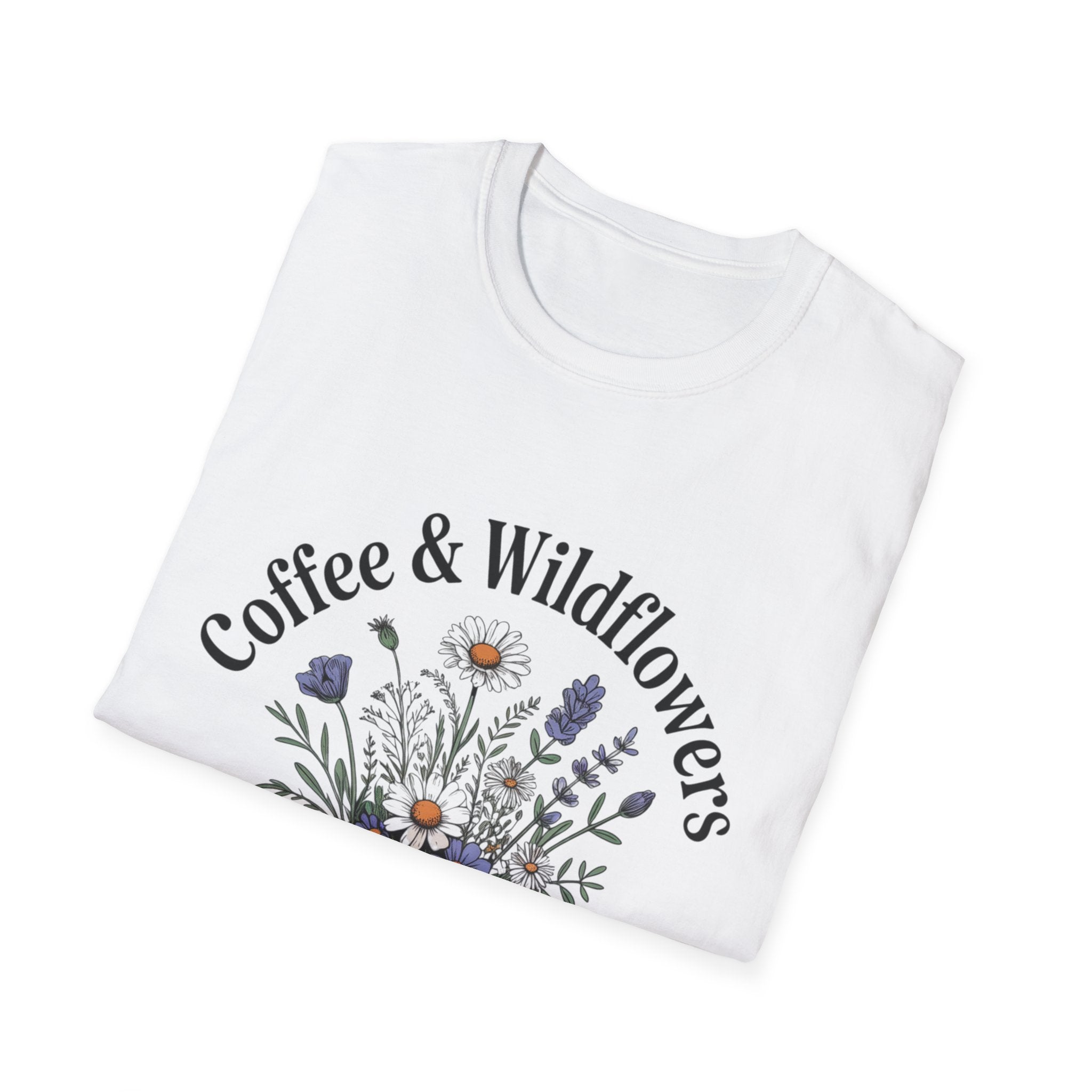 Cute Coffee Lover Floral T-Shirt – Coffee & Wildflowers Design