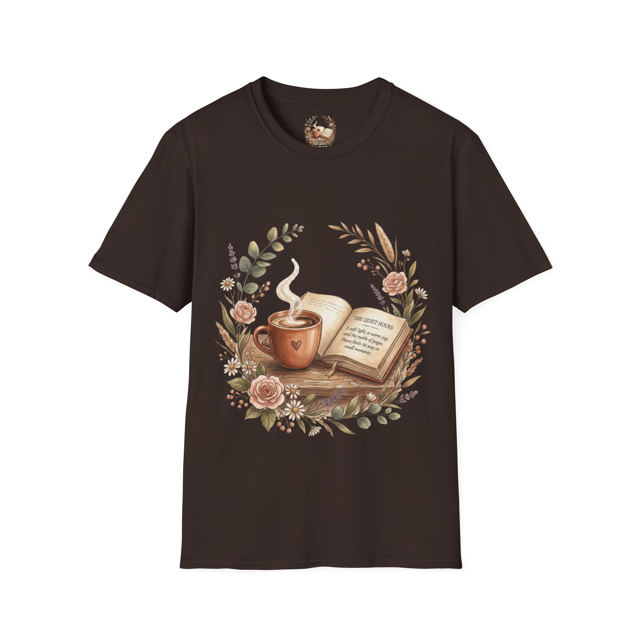 Coffee & Books Aesthetic T-Shirt – Vintage Floral Reading Lover Gift