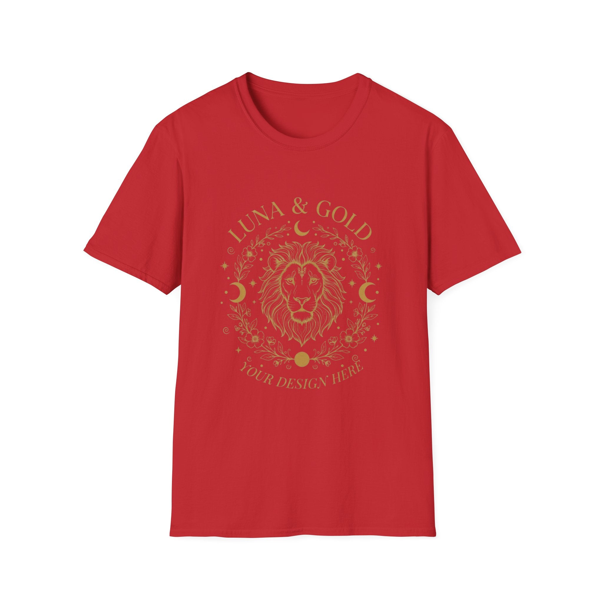 Luna & Gold Lion Moon T-Shirt — Celestial Zodiac Leo Graphic Tee