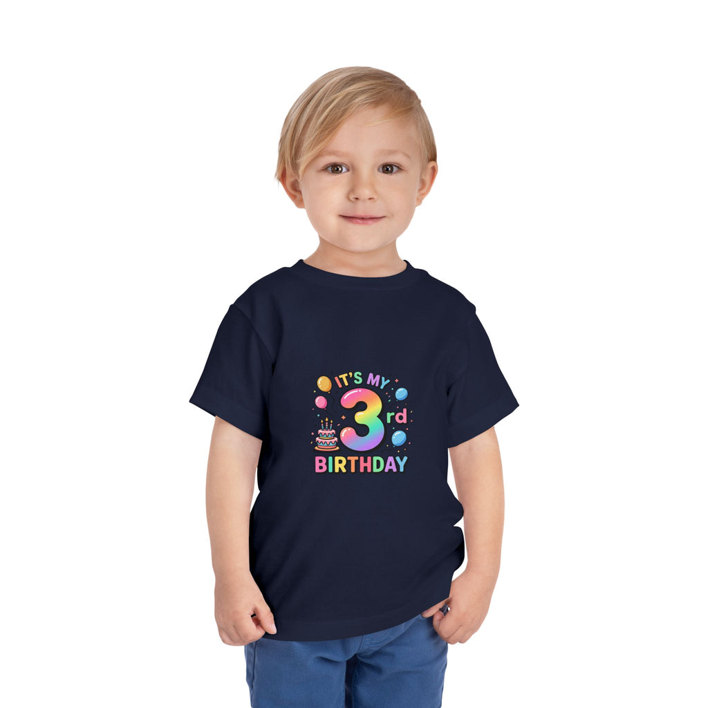 3rd Birthday Toddler Tee — "It's My 3rd Birthday" Colorful Party Shirt