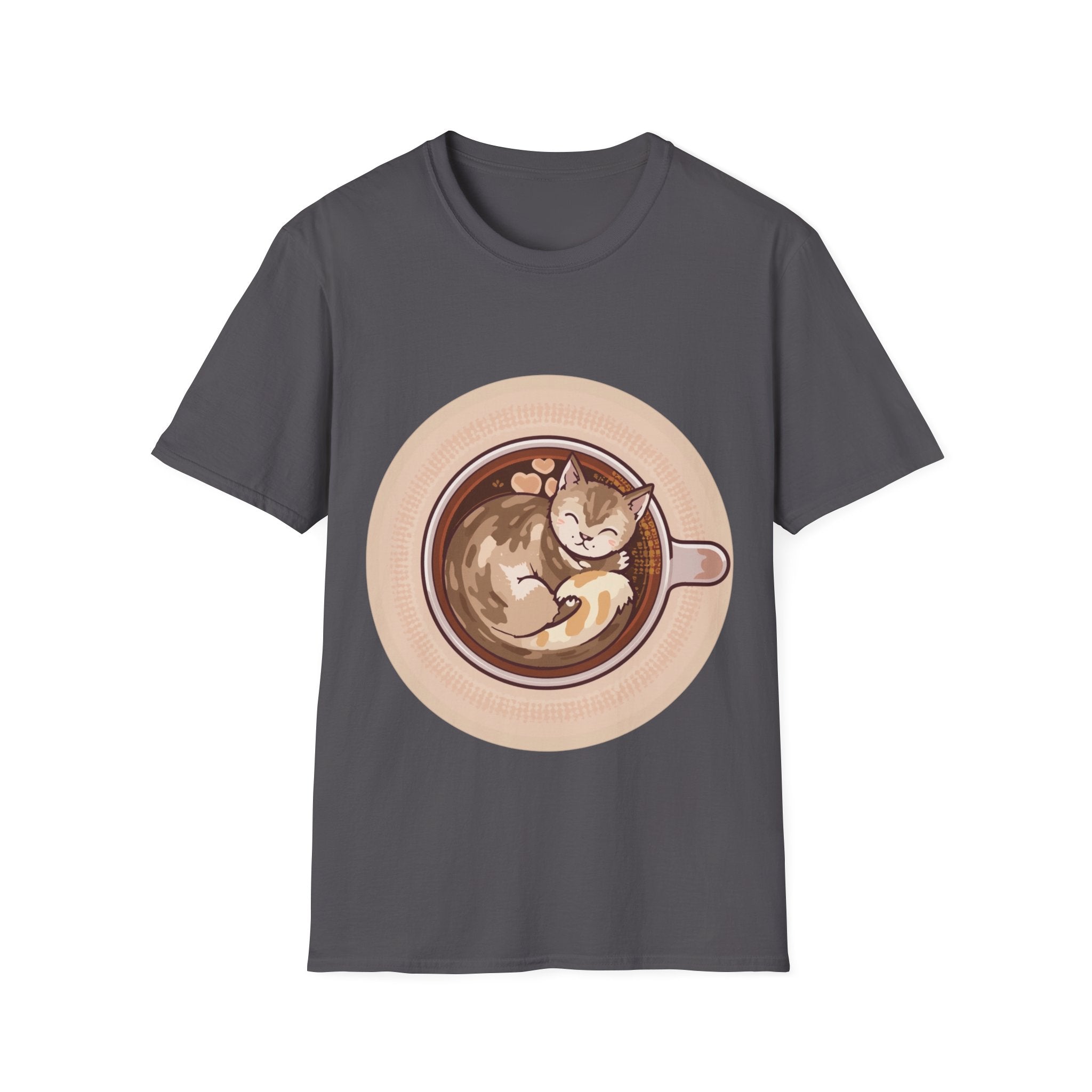 Cat in Coffee Cup T-Shirt — Cute Latte Cat Tee for Cat Lovers & Coffee Fans