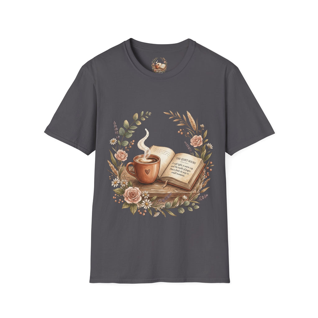 Coffee & Books Aesthetic T-Shirt – Vintage Floral Reading Lover Gift