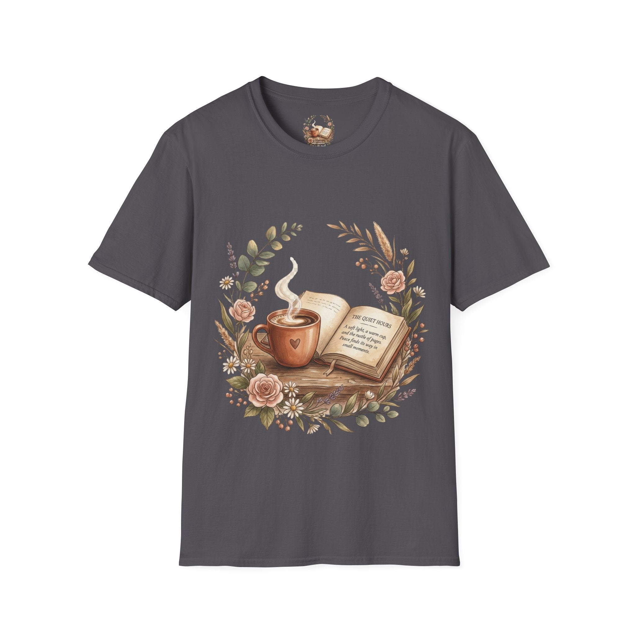 Coffee & Books Aesthetic T-Shirt – Vintage Floral Reading Lover Gift