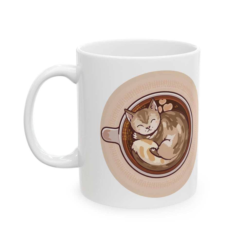 Cat Coffee Mug — Cute Cat in Latte Art Ceramic Coffee Cup (11oz & 15oz)