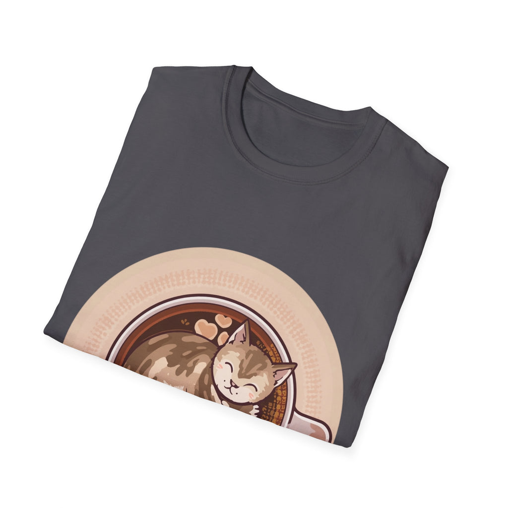 Cat in Coffee Cup T-Shirt — Cute Latte Cat Tee for Cat Lovers & Coffee Fans