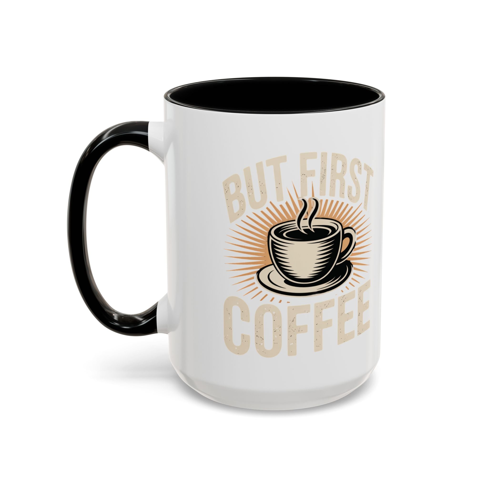 But First Coffee Accent Mug - Retro Coffee Cup 11/15oz