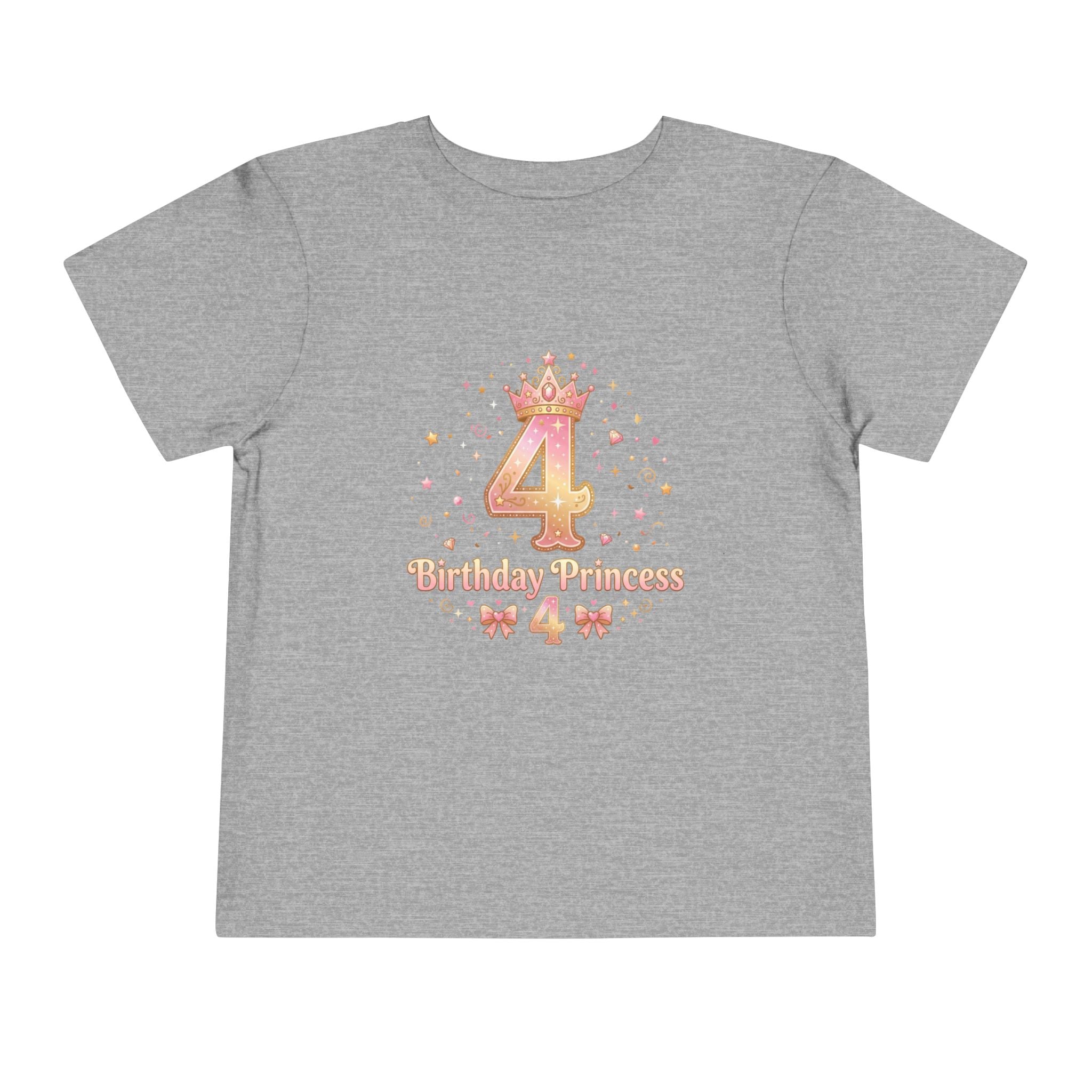 Cute Girl's T-Shirt - 4th Birthday Pink Princess Gold Crown i-Blend T-Shirt