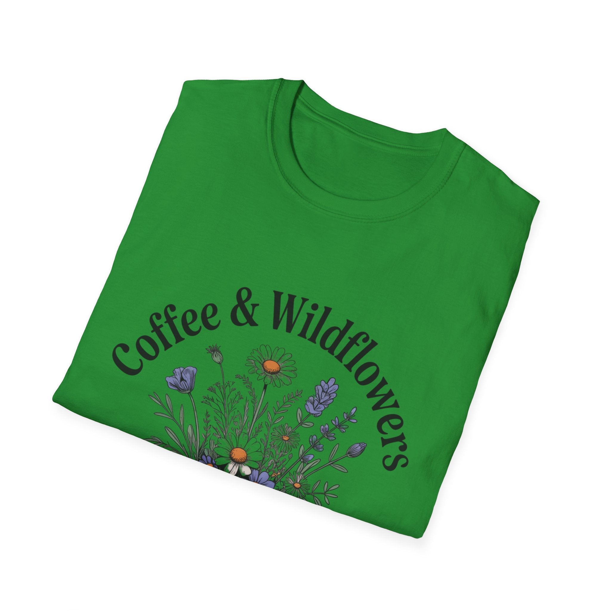 Cute Coffee Lover Floral T-Shirt – Coffee & Wildflowers Design