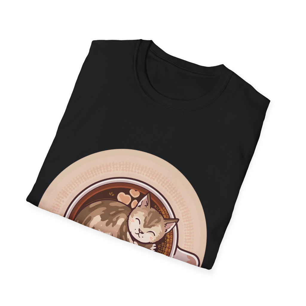 Cat in Coffee Cup T-Shirt — Cute Latte Cat Tee for Cat Lovers & Coffee Fans