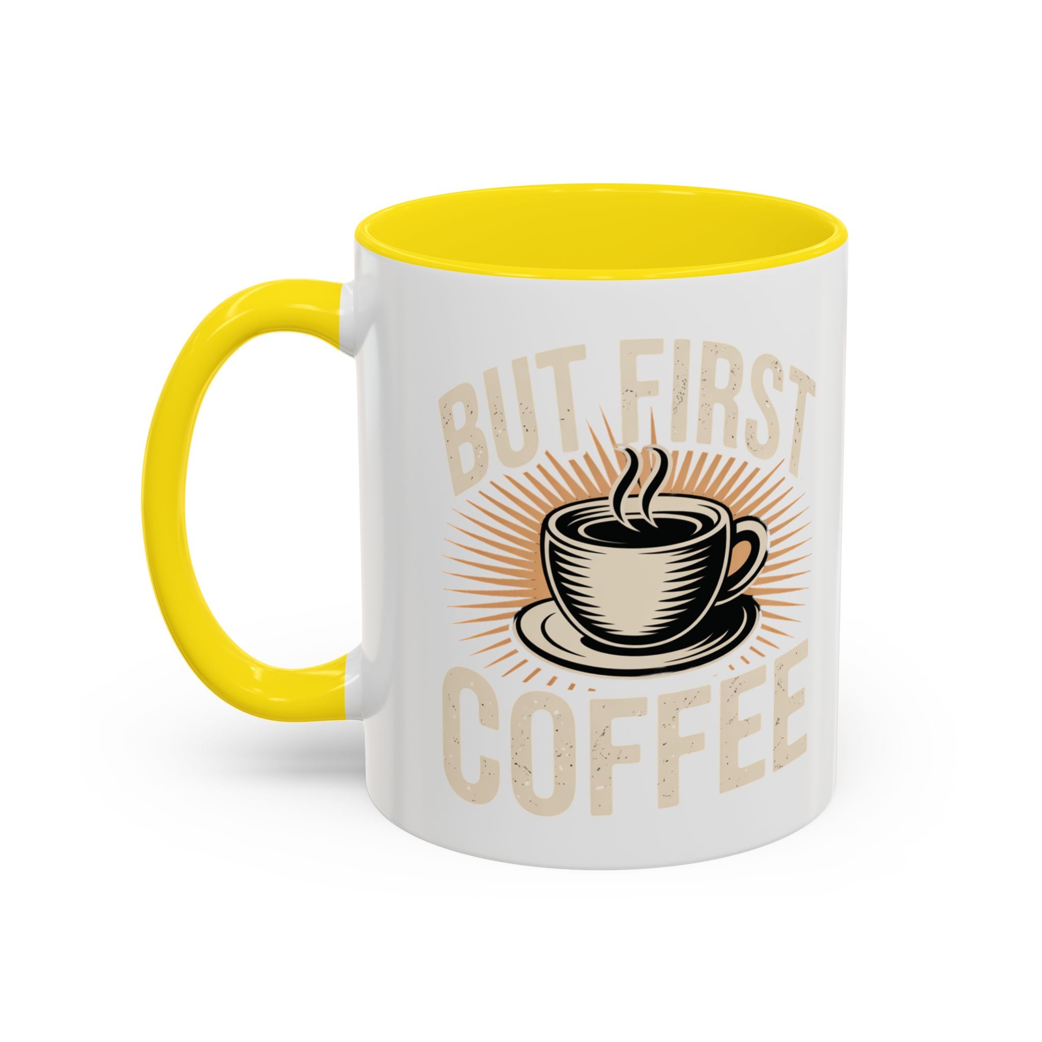 But First Coffee Accent Mug - Retro Coffee Cup 11/15oz
