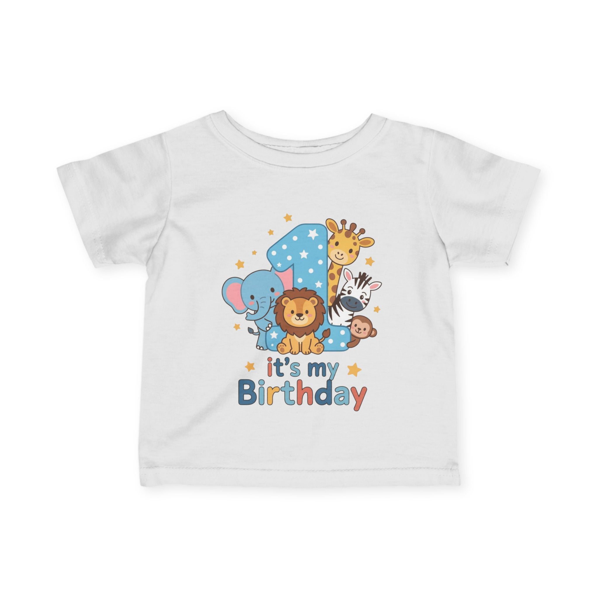 1st Birthday Infant Tee - Cute Safari Animals "It's My Birthday"