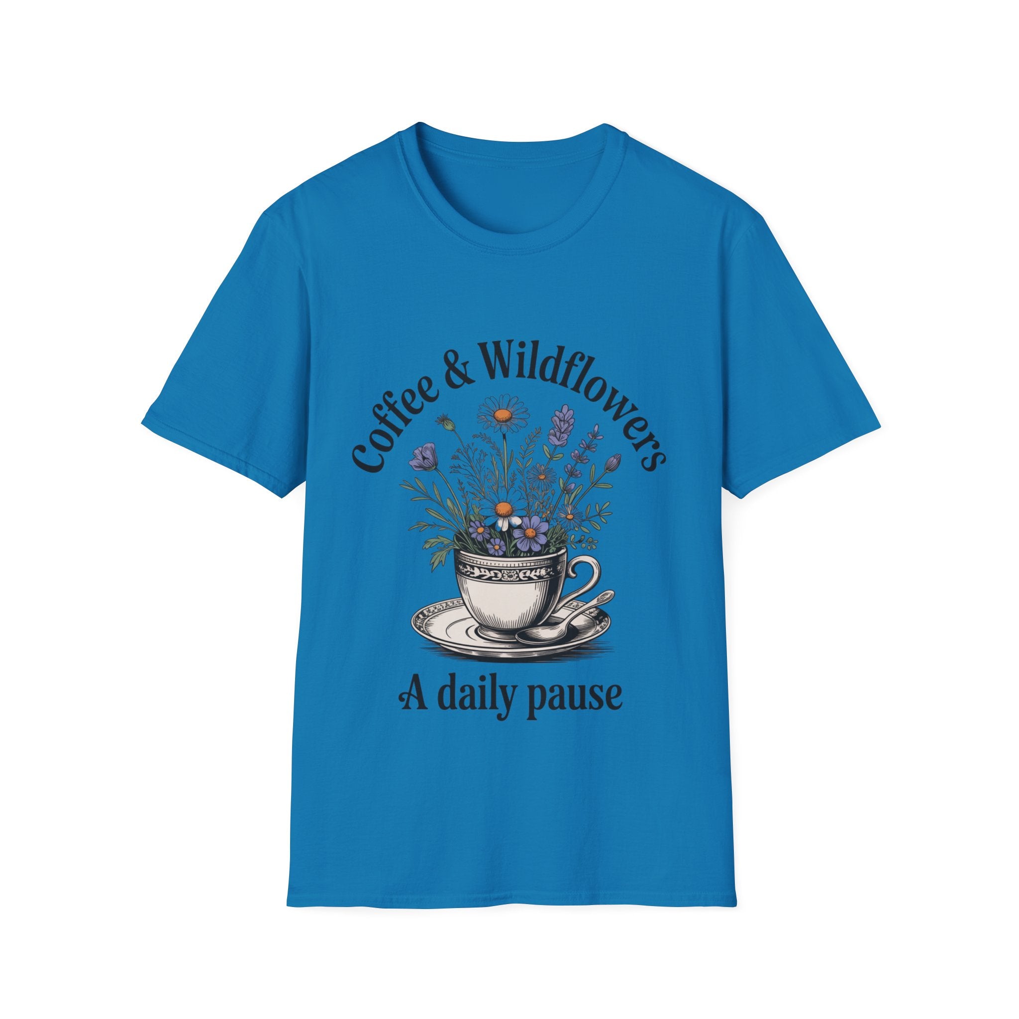 Cute Coffee Lover Floral T-Shirt – Coffee & Wildflowers Design