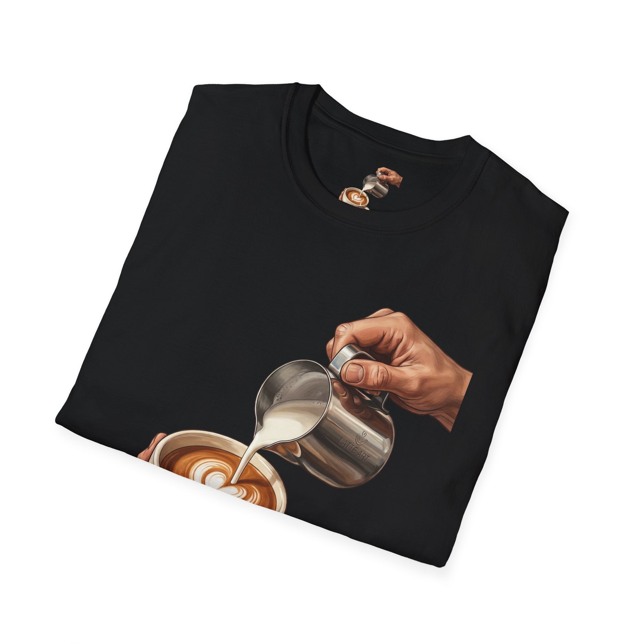 Coffee Lover Latte Art T-Shirt – Stylish Barista Coffee Graphic Tee for Men & Women