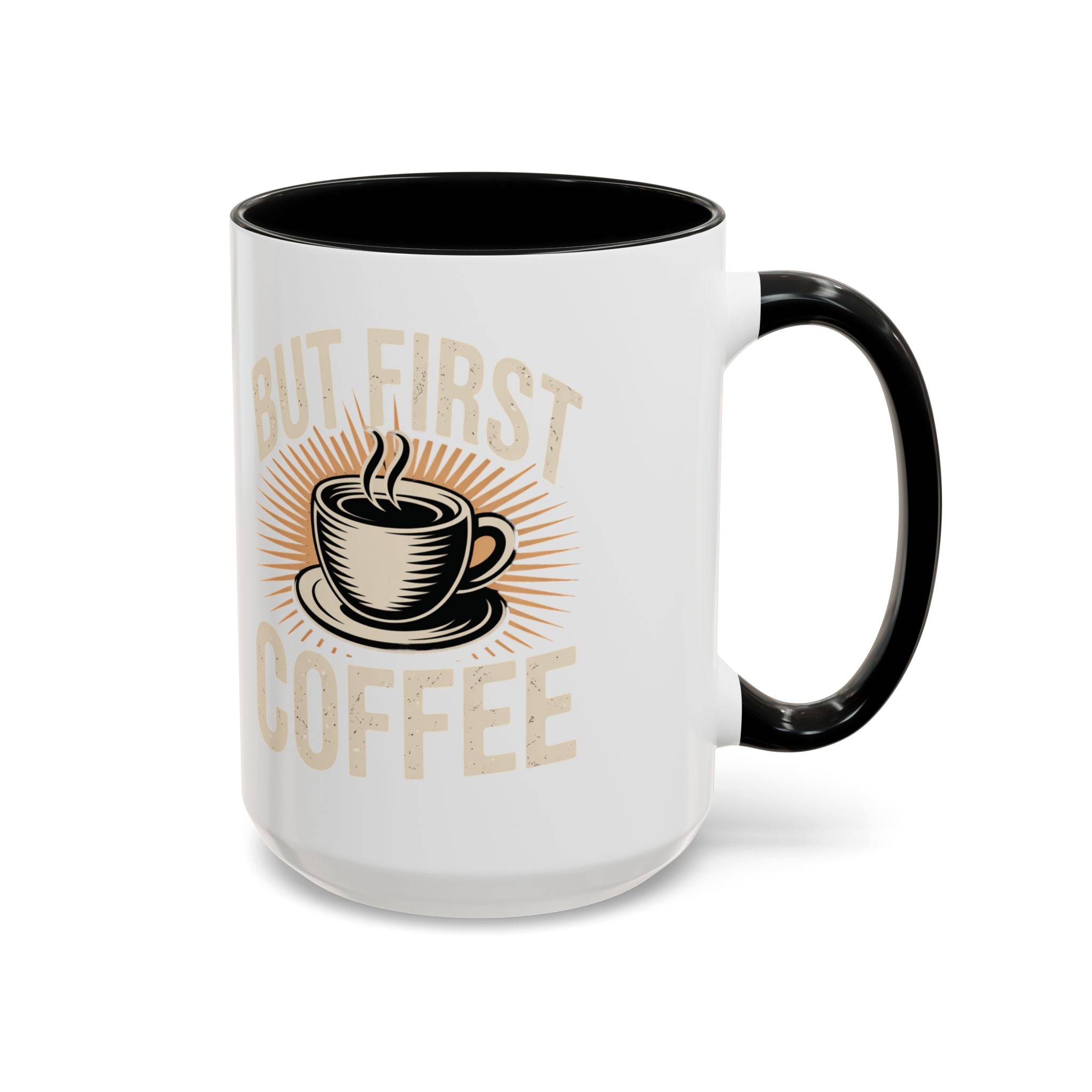 But First Coffee Accent Mug - Retro Coffee Cup 11/15oz