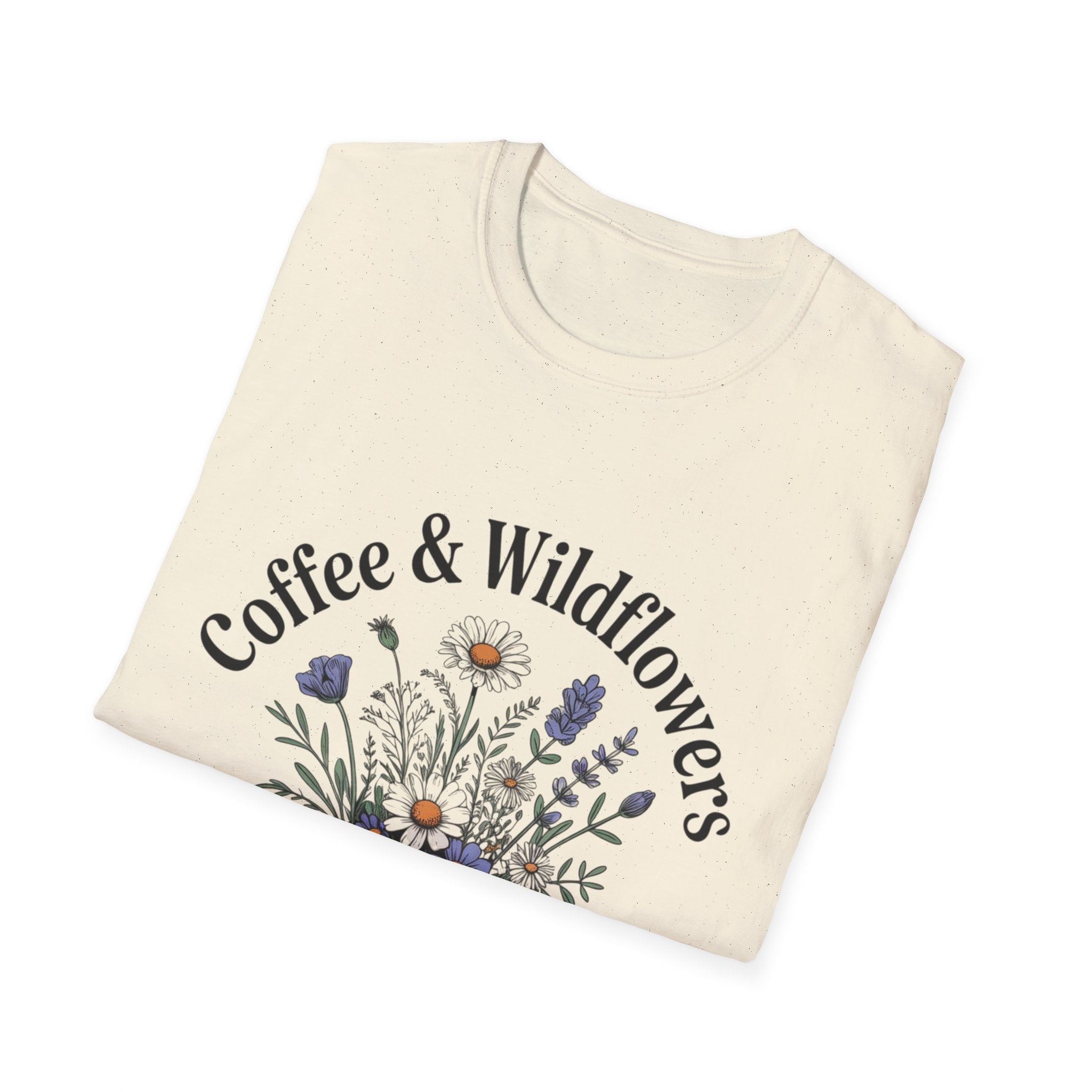 Cute Coffee Lover Floral T-Shirt – Coffee & Wildflowers Design