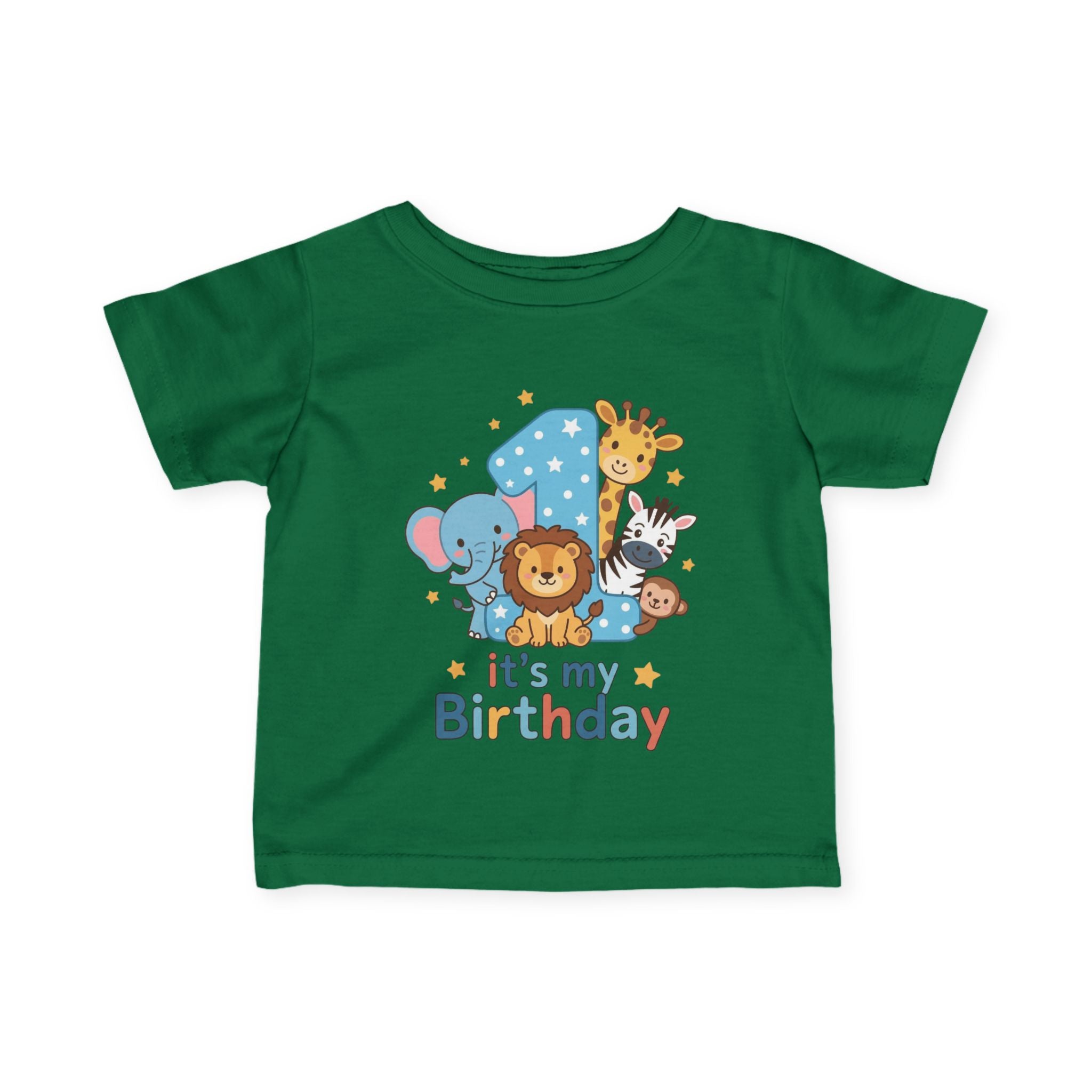 1st Birthday Infant Tee - Cute Safari Animals "It's My Birthday"