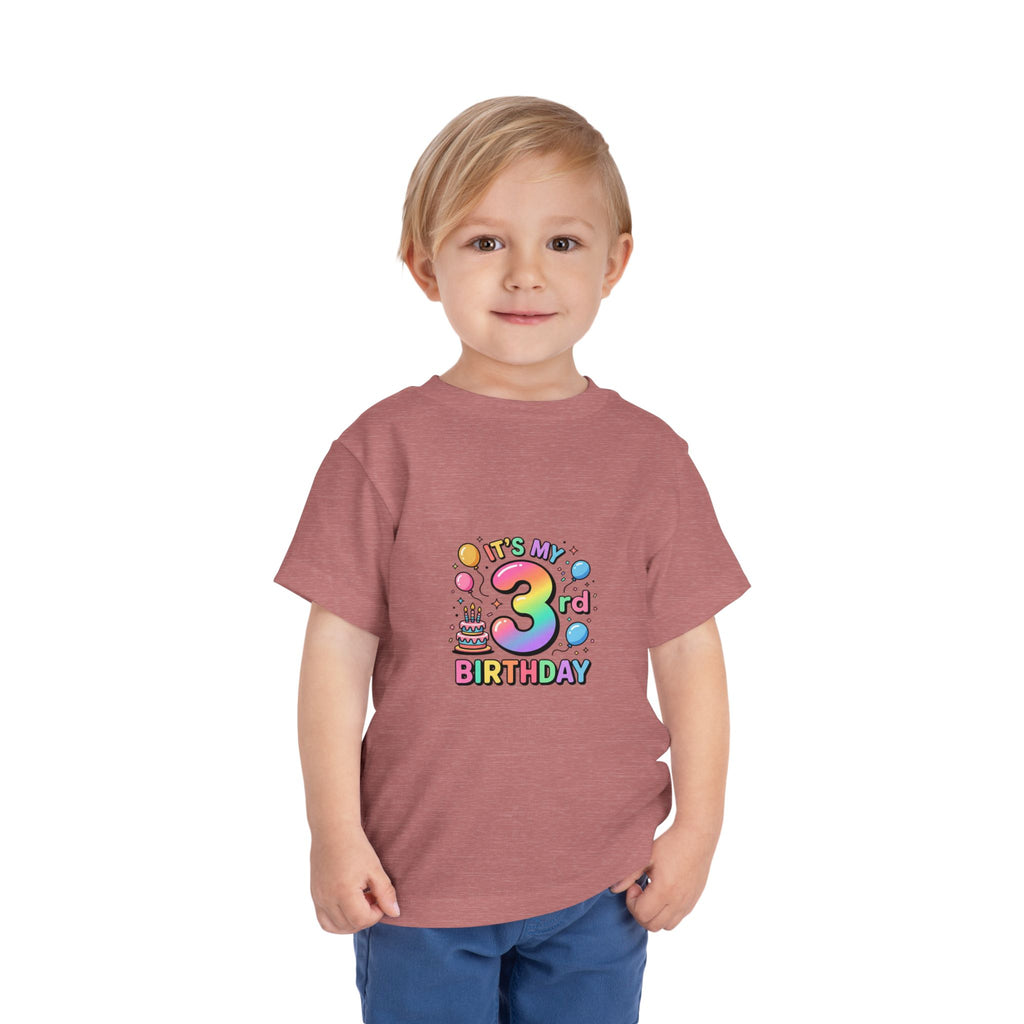 3rd Birthday Toddler Tee — "It's My 3rd Birthday" Colorful Party Shirt