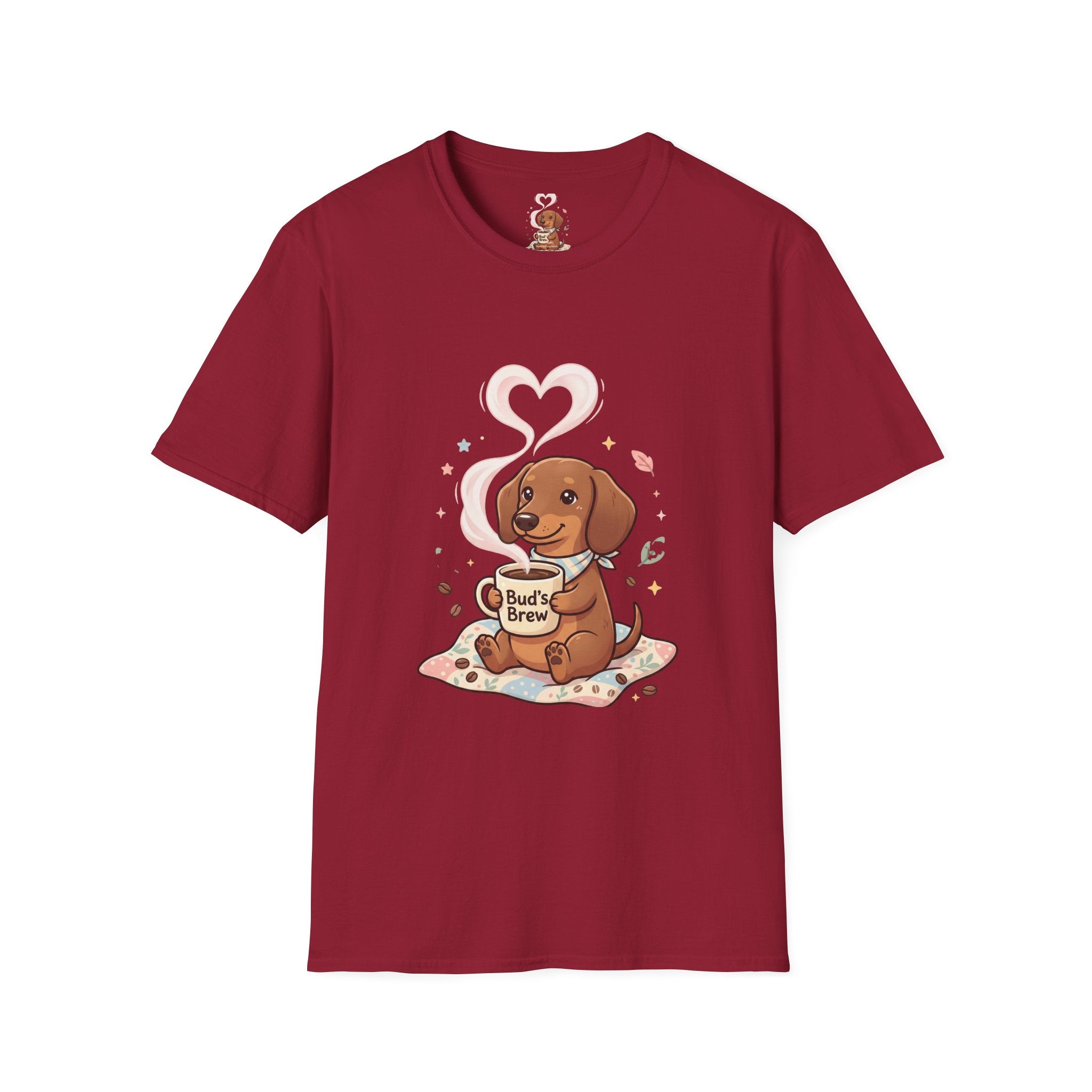 )  Cute Dachshund Coffee Lover T-Shirt – Bud’s Brew Puppy Shirt | Funny Dog Lover Gift | Coffee Lover Graphic Tee