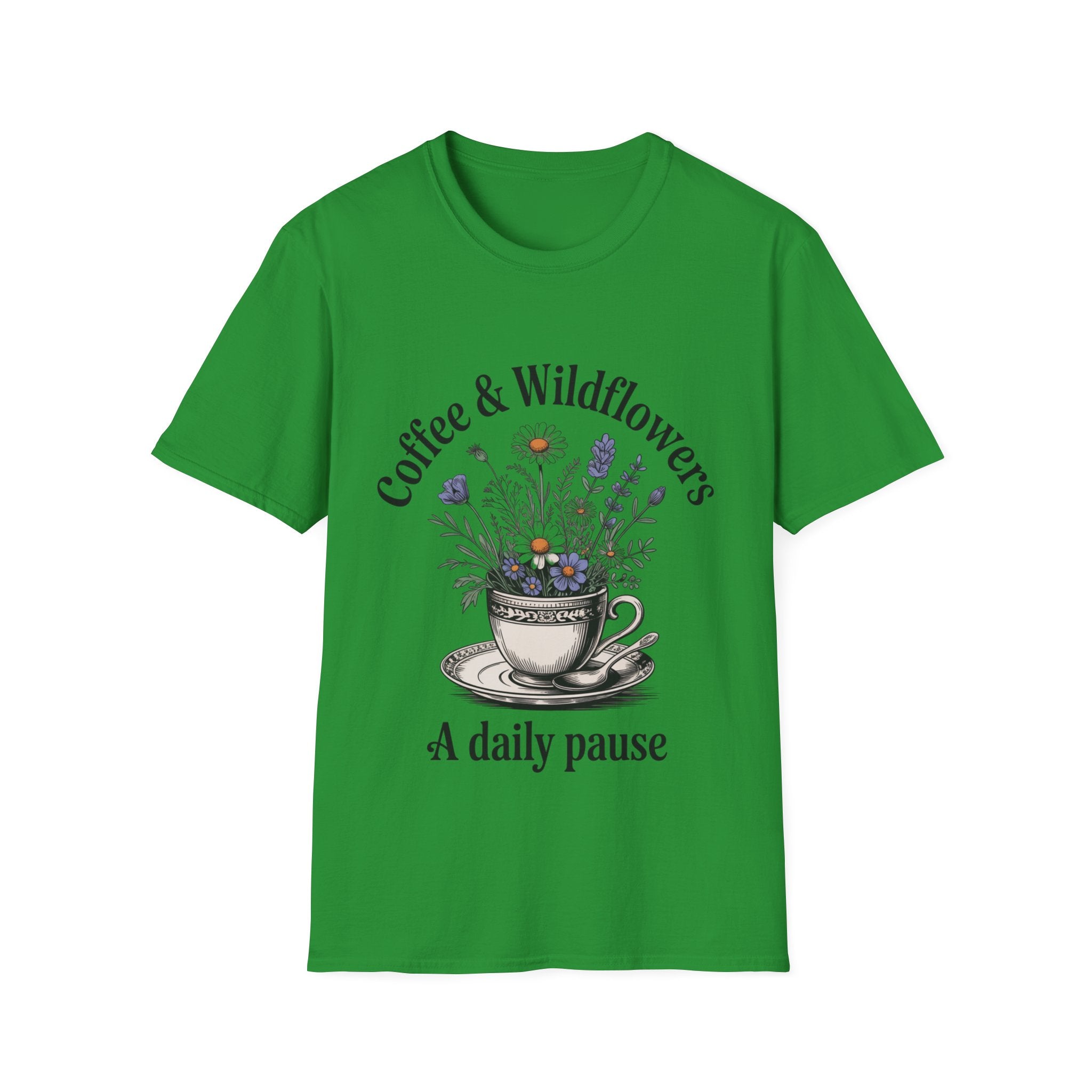 Cute Coffee Lover Floral T-Shirt – Coffee & Wildflowers Design