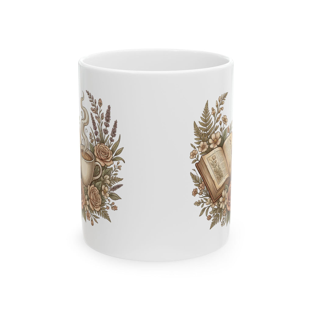 Book Lover Coffee Mug with Floral Design – Cozy Reading Aesthetic Cup – Perfect Gift for Readers